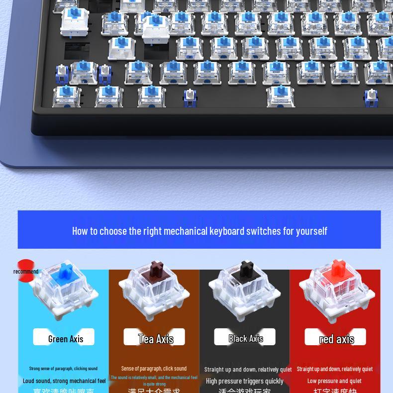 104-Key Wired Mechanical Gaming Keyboard - Blue/Black Switch, Silent, Stylish for Office & Esports