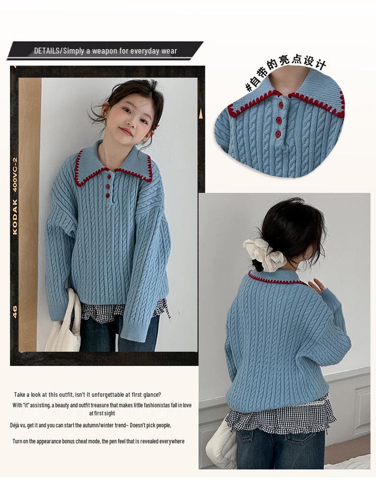 Mädchen 2025 Fleecegefüttertes Pullover- & Jeans-Set - Stilvolles Herbst-/Winter-Outfit für große Kinder