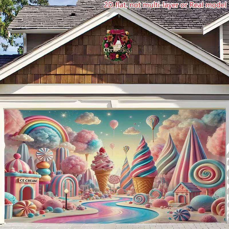 2D Dreamy Cloudy Sky Backdrop Colorful Butterflies & Pastel Roses Background Banner for Party Decor 47.2x31.5inch/120*80cm