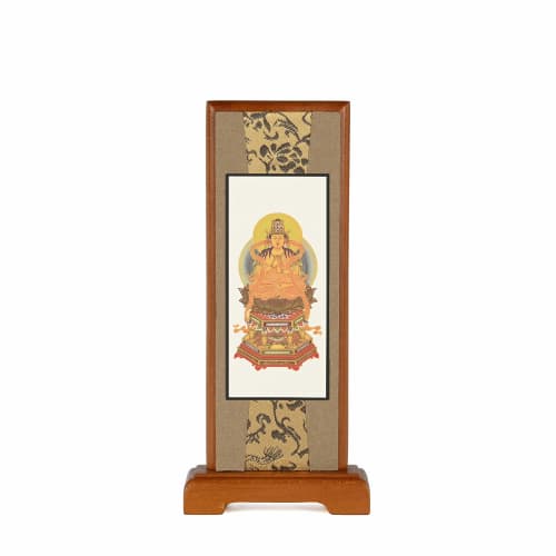 Oda Kobo Standing Hanging Scroll for Buddhist Altars, Modern Stand, 20cm Tall (Shingon Sect, Walnut Color)