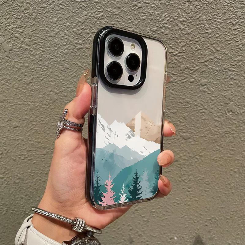Amazon Hot-selling Minimalist Gradual Change Smudging Snow-capped Mountain Scenery Apple 16promax Mobile Phone Case iPhone Protective Case