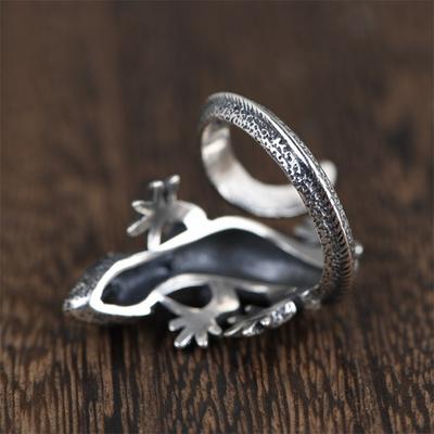 Trendy S925 Stříbrný prsten Pánské šperky Retro Lizard Gecko prsten pro muže Osobnostně nastavitelný ukazováček Příslušenství