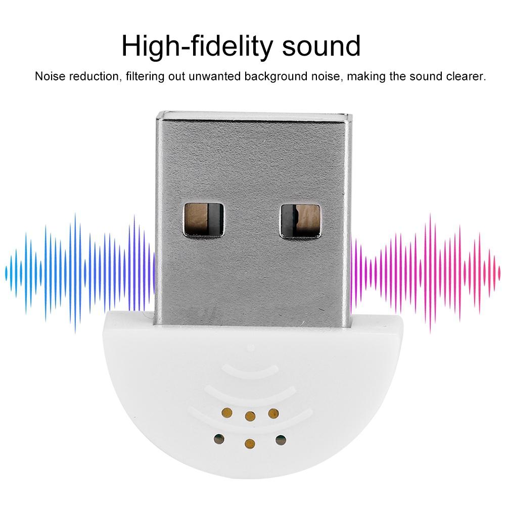 Portable USB Mini Studio Speech Microphone Recording Audio MIC Adapter For Computer PC White