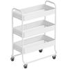 3-Tier Storage Trolley on Wheels, Rolling Utility Cart with Mesh Backets for Kitchen, Bathroom, Bedroom, White
