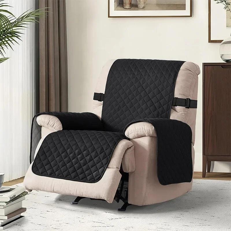1 Seater Water Repellent Quilted Recliner Sofa Cover Pets Dog Kids Recliners Mat Non-slip with Elastic Strap Armchair Protector