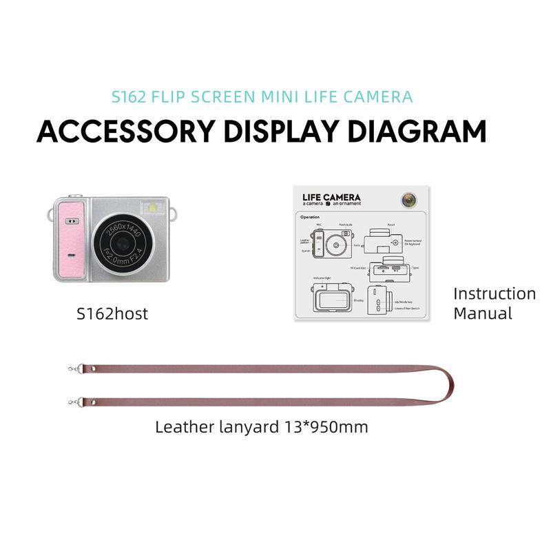 S162 Thumb Keychain Camera 1.47-Inch Flip Screen Mini Action Camera Retro Style 2K Very Small Camcorder Video Recorder