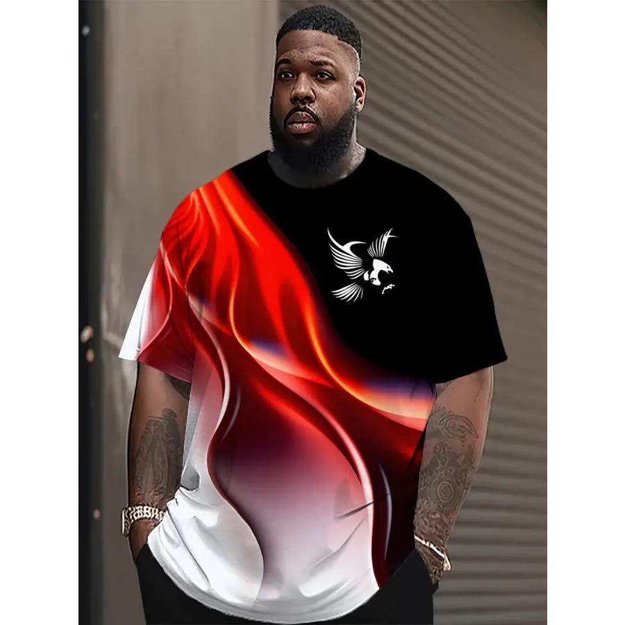 Plus Size Men Tie Dye 3D Print T-shirts Fashion Tees Beachwear Stretch Polyester Sports Short Sleeve Tops