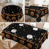 1Pc Autumn Blue Pumpkin Pattern Tablecloth - Round Polyester, Suitable For Parties, Restaurants, Coffee Tables