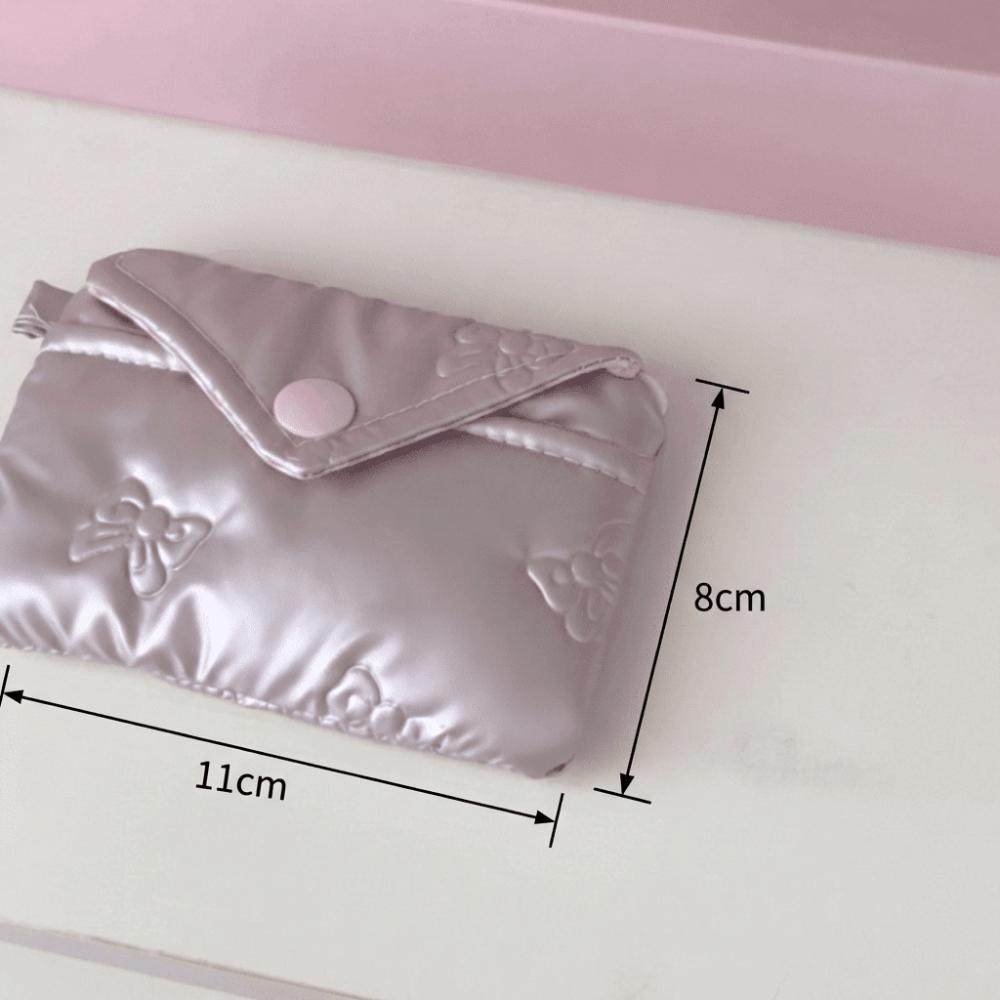 Cotton Material Quilted Wallet 2-Layer Dust-Proof Mini Storage Bag Bow Design Small Zipper Zipper Bag Card Holder
