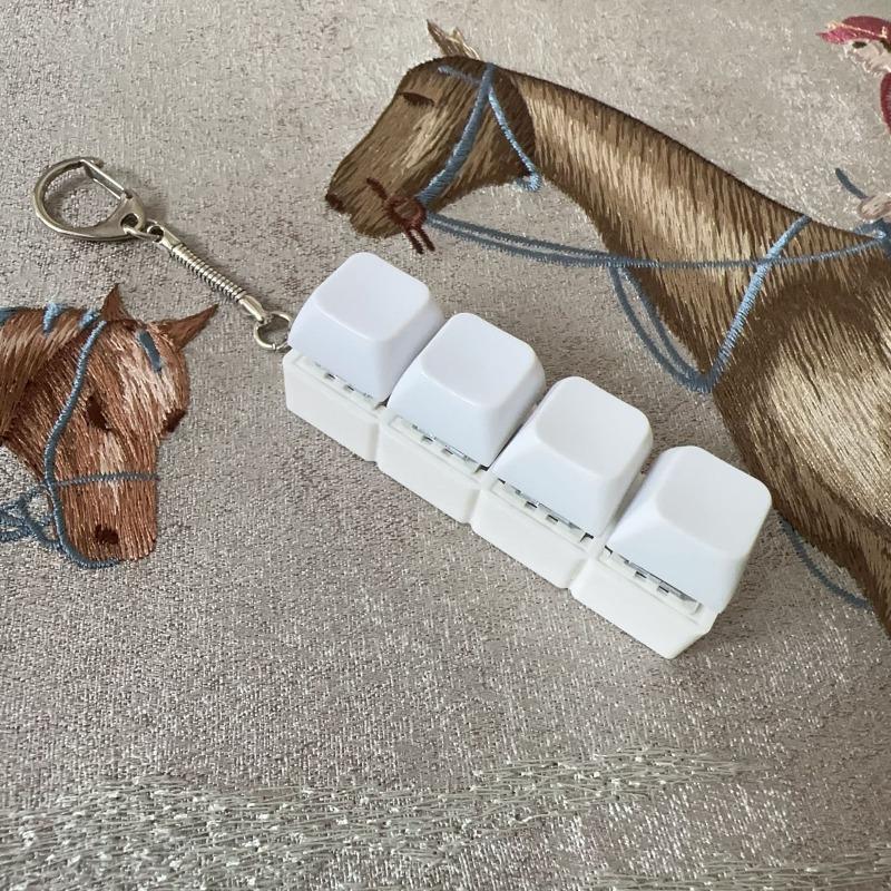 4Keys Keyboard Key Irritability Toy, Finger Pressure Relief Button, Adult Offi Stress-relieving and Calming Key Chain Gift