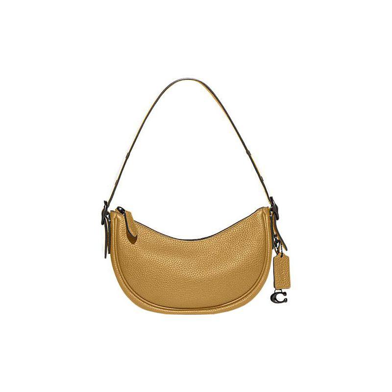 Coach Luna 27 Reißverschluss mit Druckknopf-Tasche Leder-Tote-Umhängetasche Damen-Handtaschen Gelb CC439-V5LQT