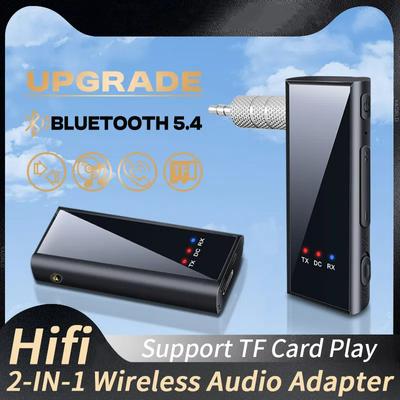 2 In 1 Bluetooth 5.4 Audio Receiver Transmitter 3.5MM AUX TF Card Stereo Music Wireless Adapter With Mic For Car TV PC Airplane