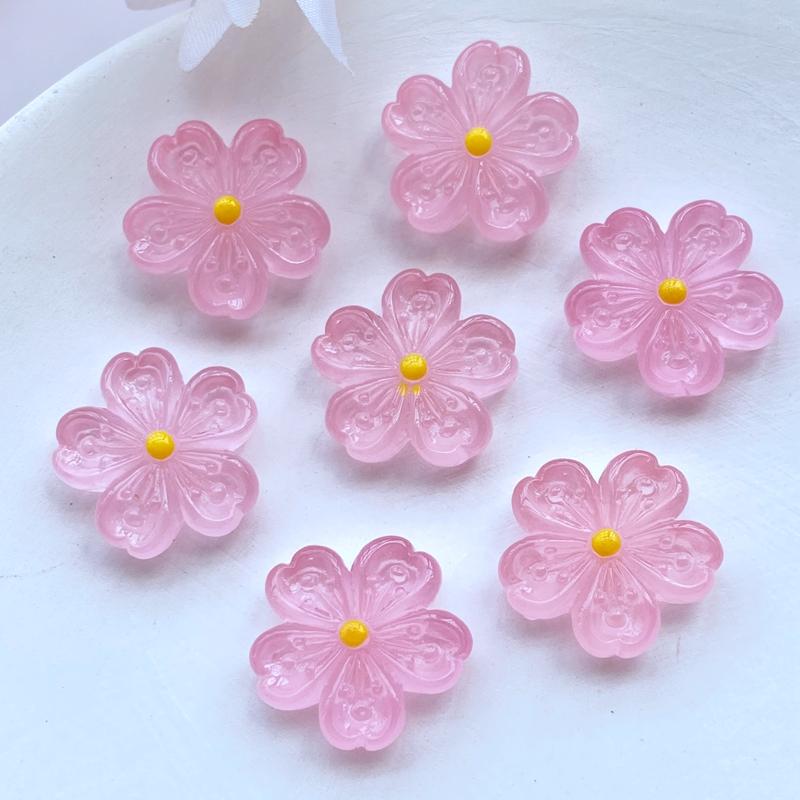 10Pcs New Cute 20mm Resin Mini Cherry Blossoms Flat Back Cabochon Scrapbook Kawaii DIY Embellishments Accessories