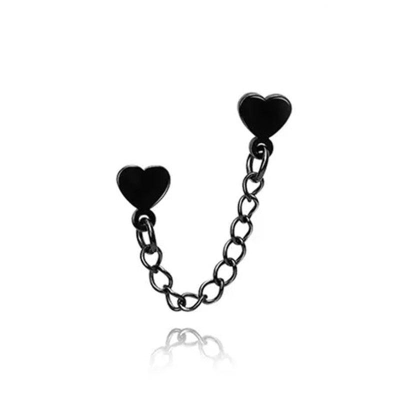 Women's Stainless Steel & Titanium Star Heart Butterfly Double Ear Chain Earrings