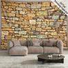 Faux Stone Wall Tapestry, Rustic Rock Texture Background, Vintage Brick Pattern Wall Hanging For Living Room Bedroom Decor