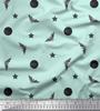 Soimoi Purple Japan Crepe Satin Fabric Moon,Star & Bats Halloween Print Fabric by the Metre 42 Inch