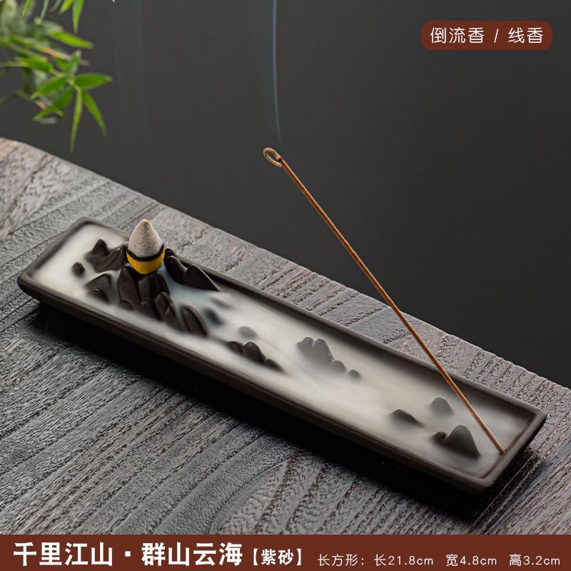 

Creative Thousand Miles Landscape Incense Burner Ceramic Downward Flowing Smoke Ox Design for Home Tea Ceremony Decor Gift