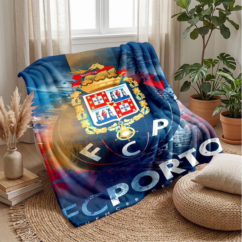 FC Porto Theme Blanket Soft Flannel Blanket Plush Throw Blanket Cozy Sofa Bed Blanket for Home Decor