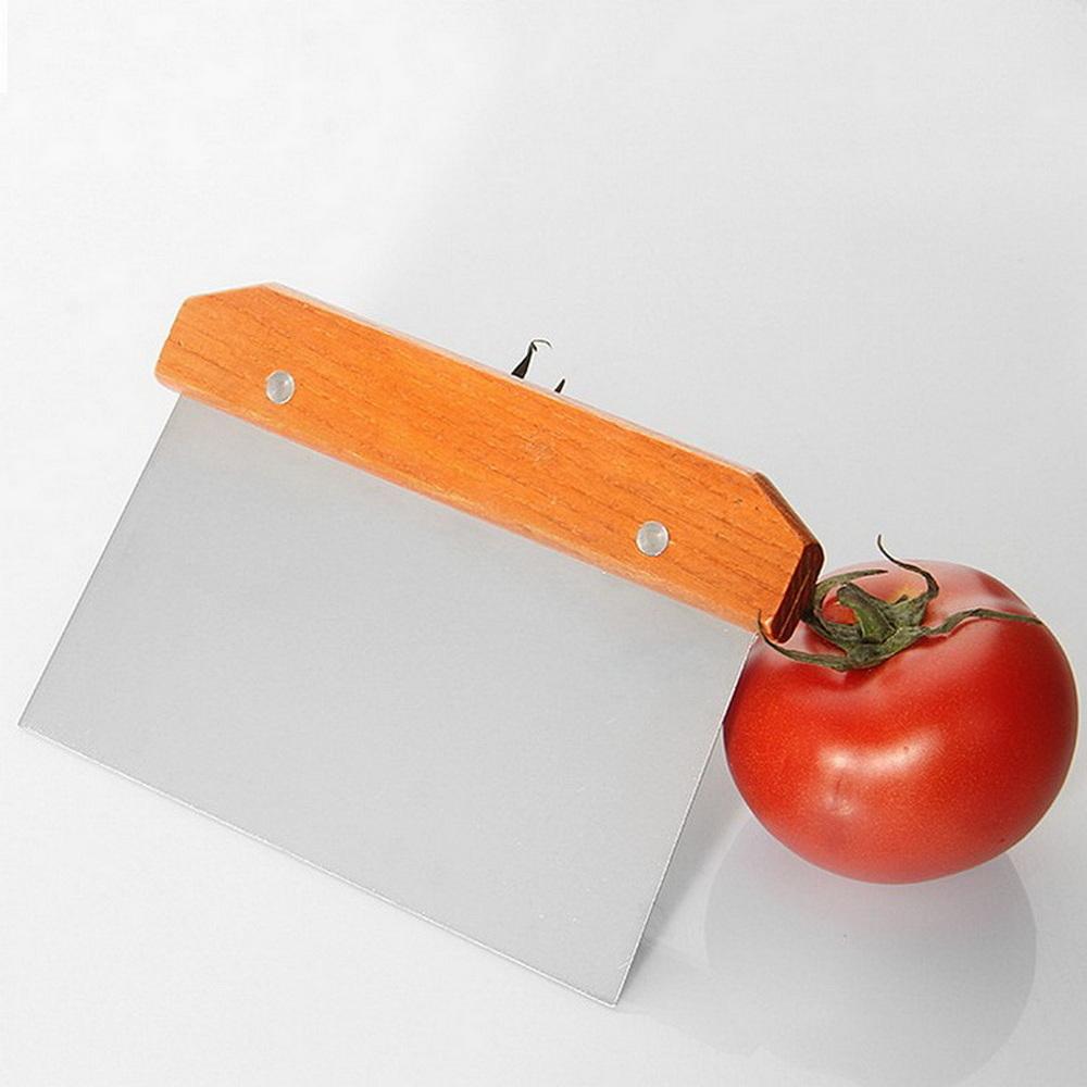 Stainless Steel Pastry Chopper with Wood Handle - Dough Scraper for Baking