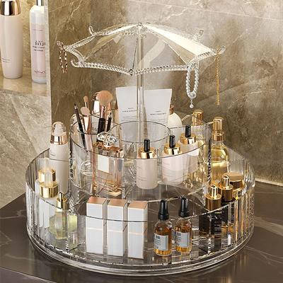 Make-up-Organizer, 360 Grad drehbar, transparente Aufbewahrungsbox, Aufbewahrungsregal, Kosmetik-Aufbewahrungsbox, Badezimmer-Organizer, Heimaufbewahrung