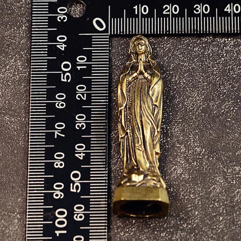 Vintage Brass Virgin Mary Figurines Mini Holy Mother Sculpture Religious Crafts Home Decor Ornaments