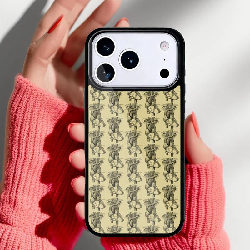Vintage Anatomy Heart Cardiac Nurse Phone Case for iPhone 17 Air 16e 15 14 13 Pro Max Back Cover for 12 11 Pro Coque
