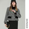 DONEED Women's Houndstooth Lapel Short Jacket