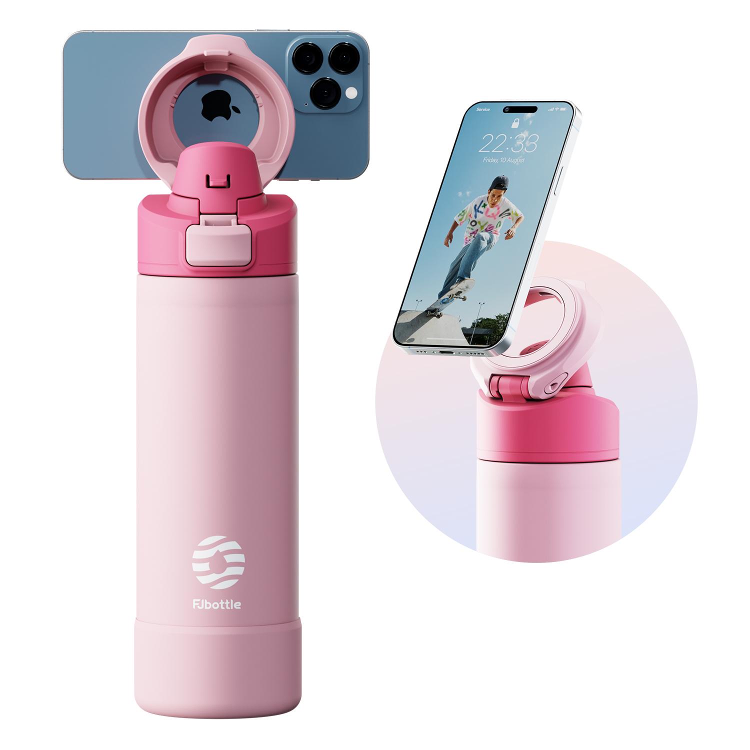 

Fjbottle 710/950 мл термобутылка для воды с магнитной крышкой и креплением для телефона, термобутылка для воды на открытом воздухе 710ml розовый