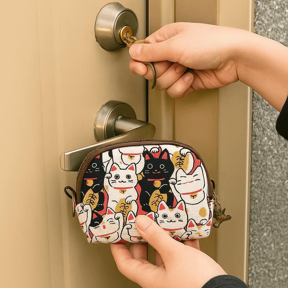 Portable Vintage Printed Coin Purse Cat Canvas Women Wallet Pouch Storage Bag Zipper Change Money Organizers Gift