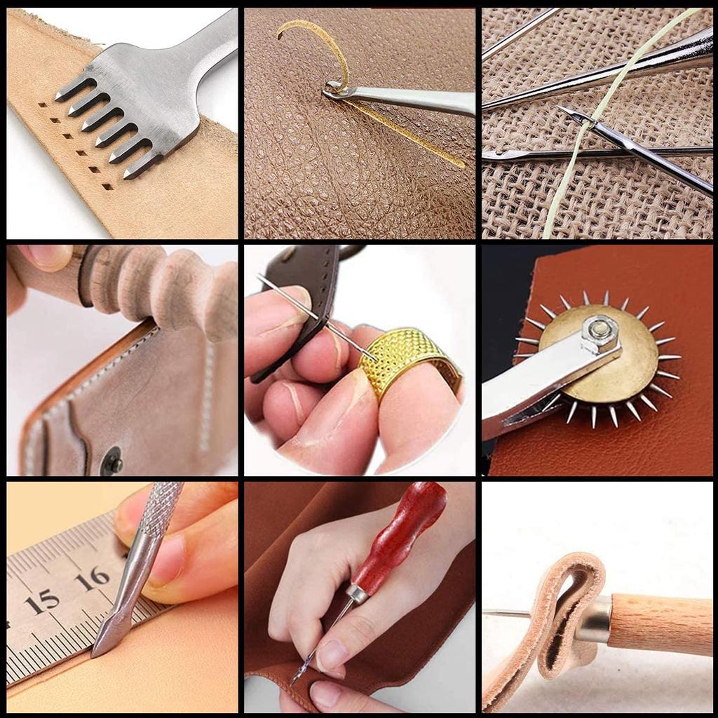 Leather craft leather craft leather craft leather leather leather needles and hole diamond punching tool stitching edge edge measuring wool glue