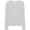 Women's 2025 Korean-Style Polka Dot White Long-Sleeved Top