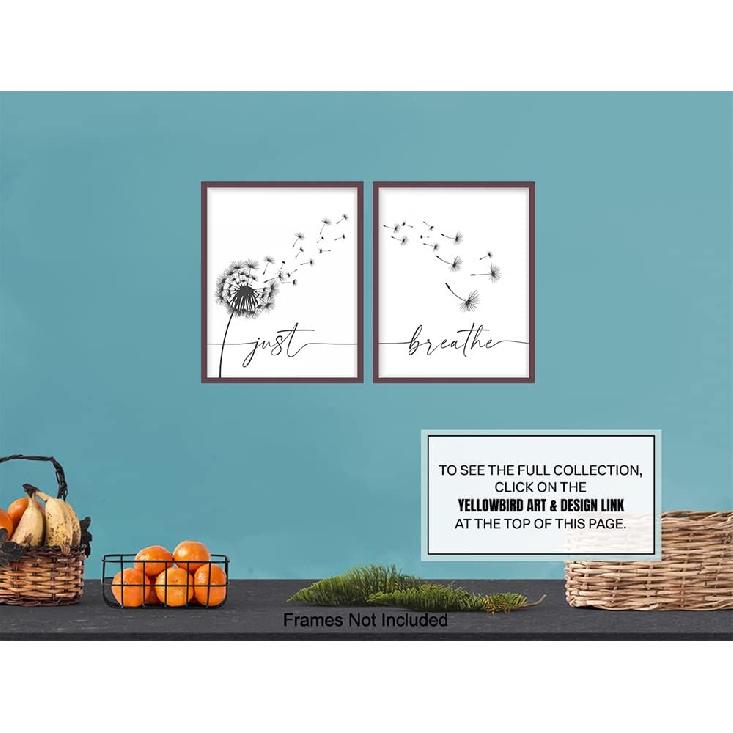 Just Breathe Poster Set 11x14 - Positive Quotes Wall Decor - Encouragement Gifts for Women - pirational Quotes Wall Art & Decor - Uplifting Gift for