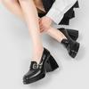 Role square head retro loafers women's spring 2025 new thick heel niche high heel French belt buckle women's single shoes