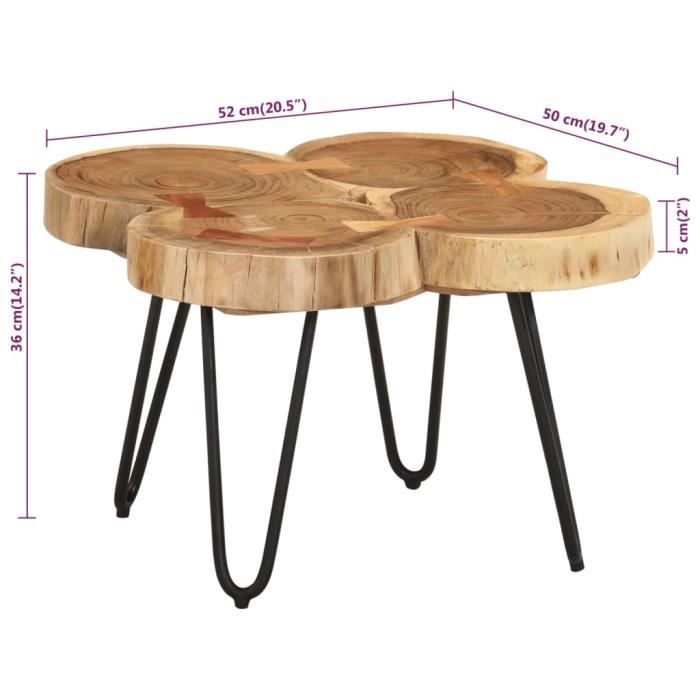 VidaXL Table basse 36 cm 4 troncs bois d'acacia massif 353301