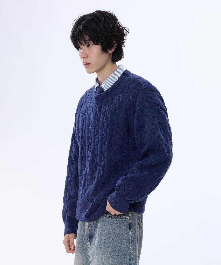 Yosemiti Cable Knit Navy Ykm-105
