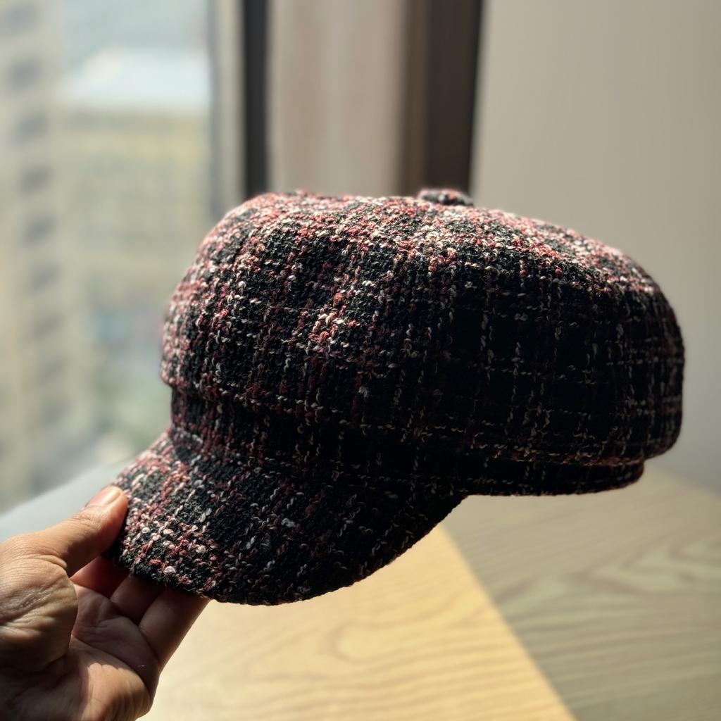 Small Fragrant Style Octagonal Hat for Women in Autumn and Winter Fashionable and Versatile Small Beret Temperament Newsboy Painter Hat