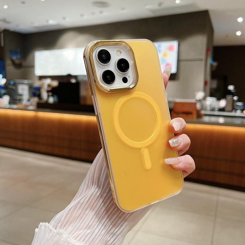 For Iphone 15 14 13 12 Pro Max Shockproof Wireless Charge For Magsafe Magnetic Slim Pc Hybird Tpu Plain Color Phone Case Cover
