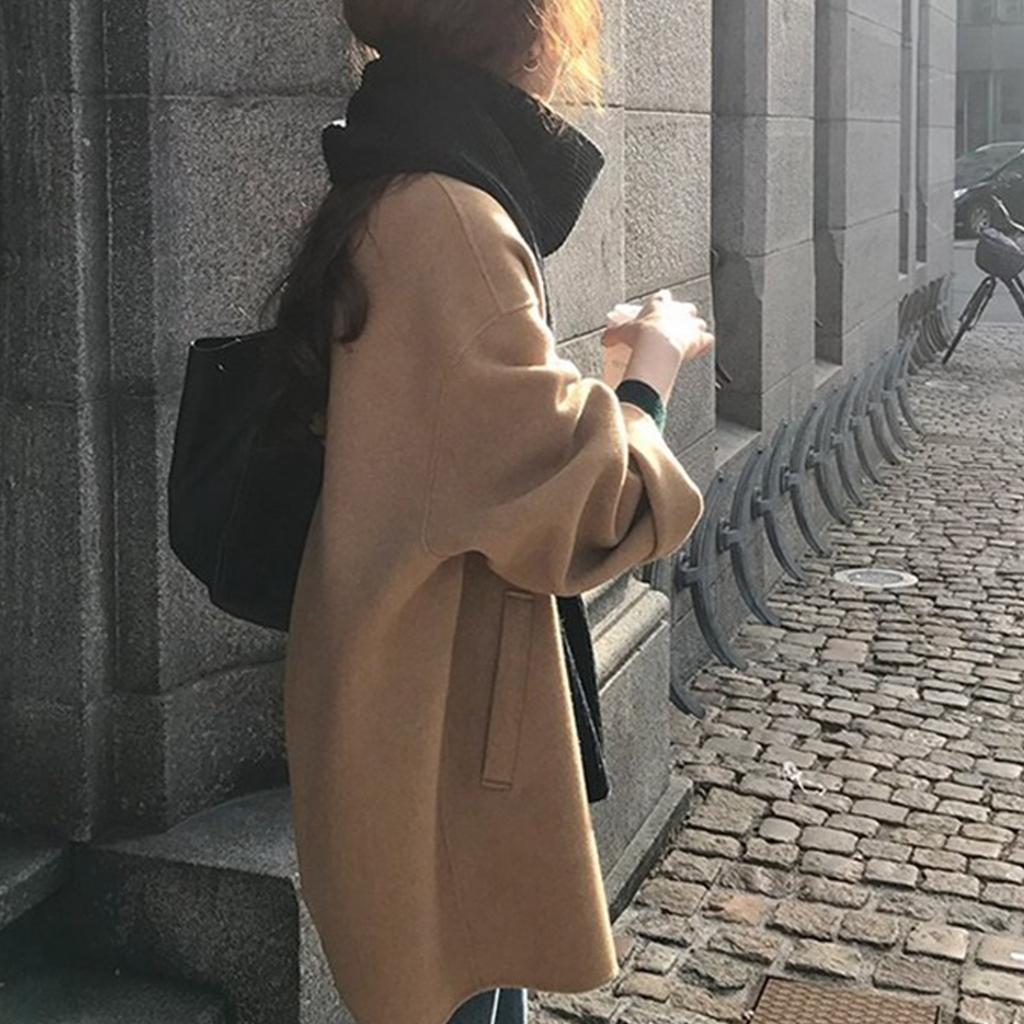 Damen Lockerer und Bequemer V-Ausschnitt Langärmliger Einfarbiger Dicker Mantel Jacke