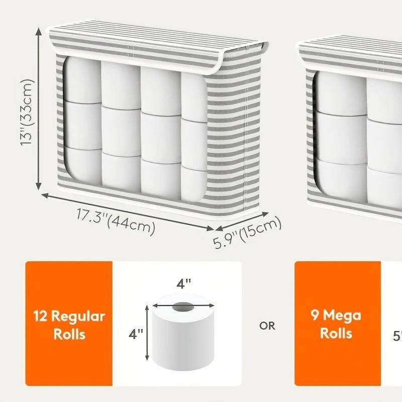 Foldable Toilet Paper Holder With Lid Large Capacity Space-Saving Bathroom Organizer Clear Window Toilet Paper Storage Box