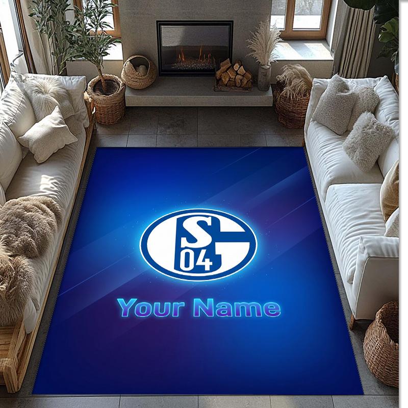 Tappeto in Velluto di Cristallo Stampato Schalke 04 FC Tappeto Antiscivolo in Velluto di Cristallo Per Divano Camera da Letto Decorazione Interna per la Casa