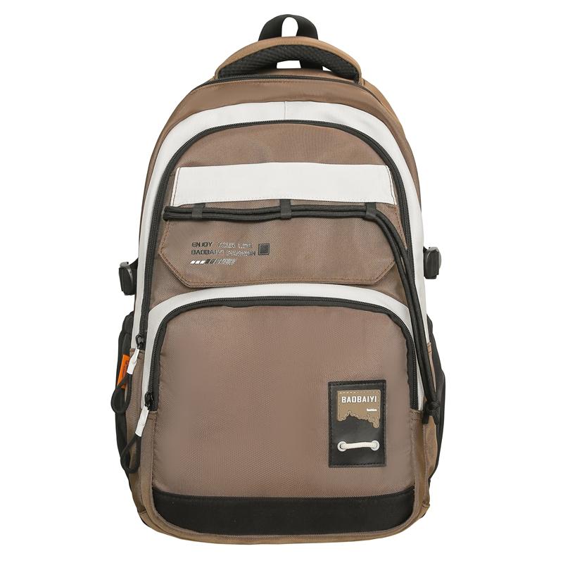 Large Capacity Student Schoolbag Men Color Block Backpack Computer Travel Backpack