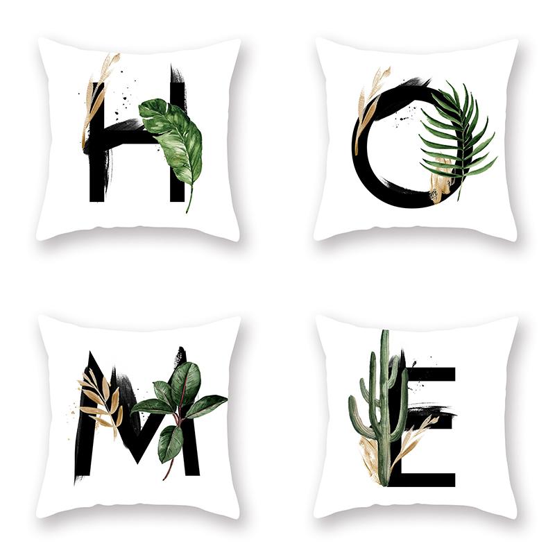 

45x45cm Floral 26 Letter Pillowcase Plant Tree Surround Letter Cushion Cover Sofa Car Decoration Pillowcase Party Home Decor