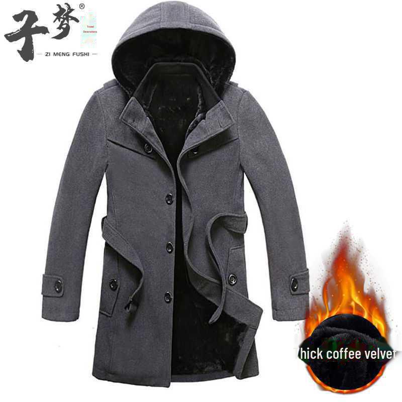 Pánská úzká vlněná větrovka, střední délky, korejský styl, pro podzimní a zimní obchodní nošení