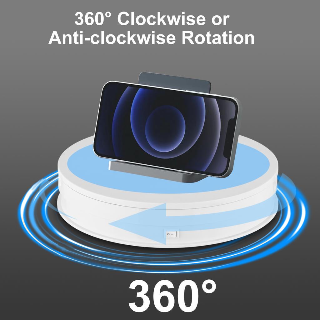 25cm  10 Inch Motorized Rotating Display Stand with LED Light 360 Degrees Rotatable Electric Potography Turntable for