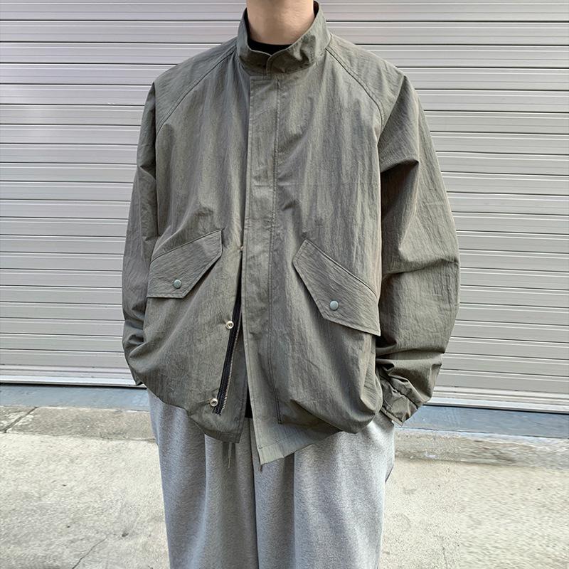 Autumn Stand Collar Men's Jacket Loose Korean Style Casual Top Trendy Work Jacket Men's Spring and Autumn Men's Clothing