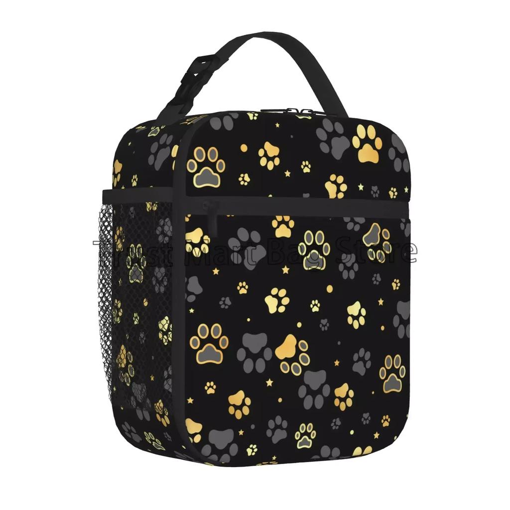 Dog Paw Print Insulated Lunch Bag for Women Reusable Lunch Box for Work School Picnic Cooler Thermal Bento Bag for Boys Girls