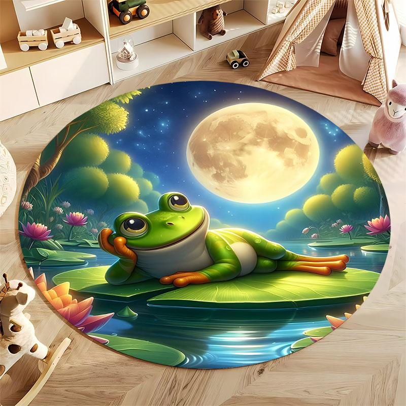 Moonlit Frog Pond Round Carpet for Kids' Rooms Round Carpet for Home Sofa Bedroom, Gift