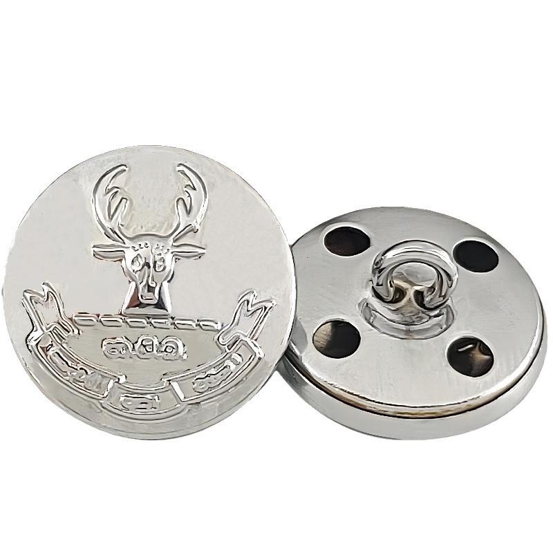 Metal Buttons High-End Clothing Accessories Hand-Sewn Round Silver Buttons Uniform Tooling Jacket Shirt Shoulder Buttons