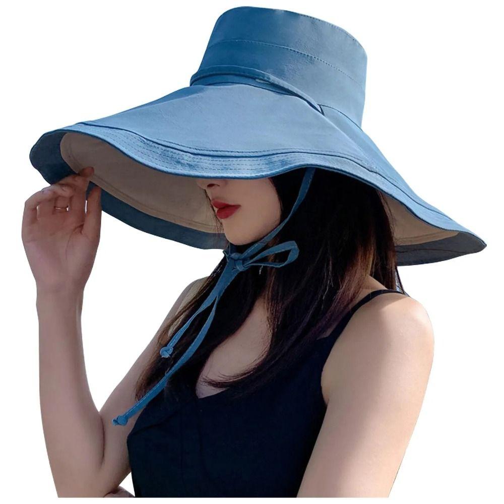 Foldable Women Fisherman Hat Double-Sided Sun Protection Hat Wide Brim Sun Hat  Outdoor Activities