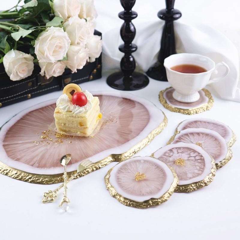 Resin Silicone Coaster Molds for Resin,Geode Coaster Molds for Resin Casting,Epoxy Resin Molds for Tray Coasters Making